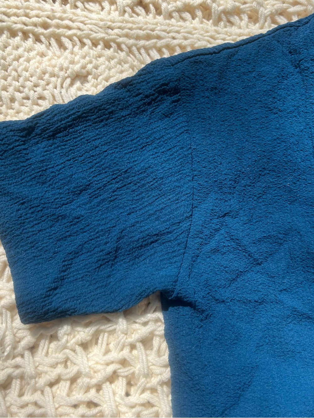 Textured Cropped Button-Front Top in Deep Teal - Picture 4 of 9